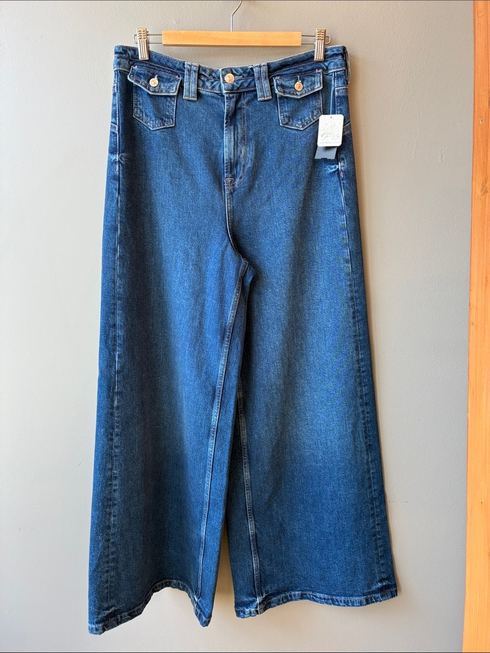 Free People We The Free Kellee Wide-Leg Denim Jeans NWT , 31 - Picture 2 of 6